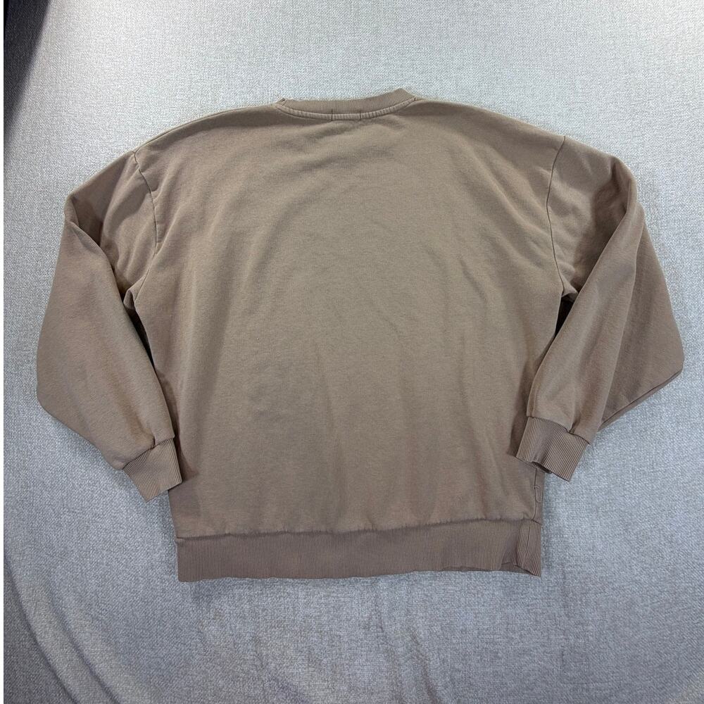 Nuuds Women's Medium Tan Long Sleeve Pullover Sweatshirt Casual Lounge Top Cozy - Picture 2 of 7